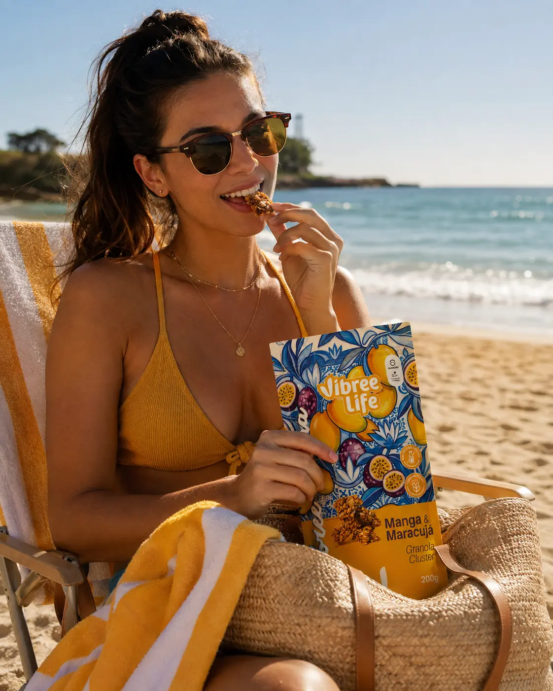 Na bolsa, a caminho da praia